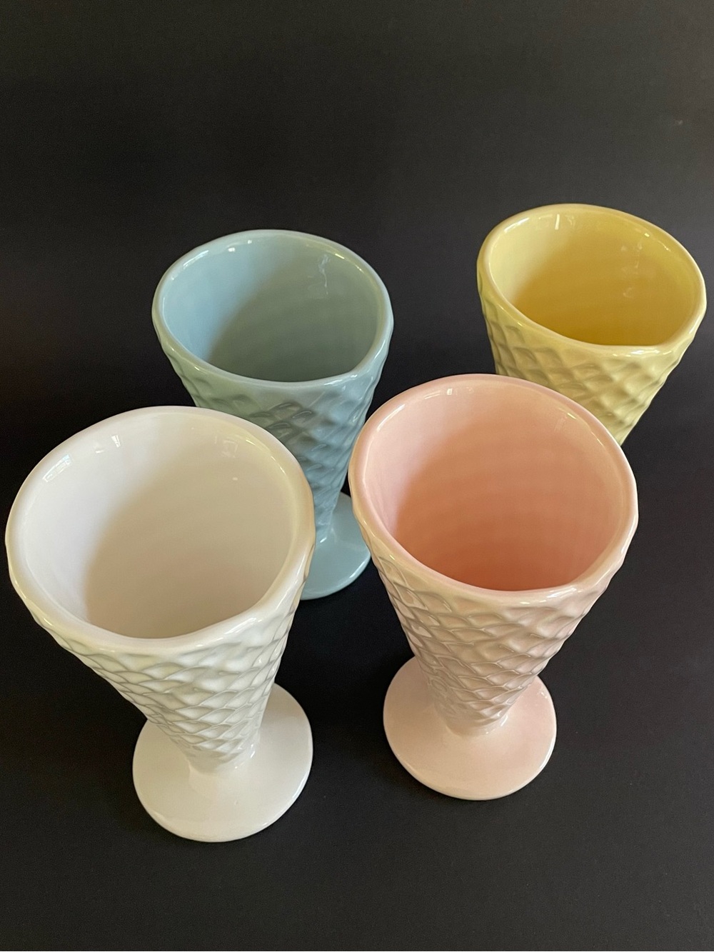 Set of 4 Handcrafted Portuguese Ceramic Ice Cream Waffle Cones - Picture 2 of 14